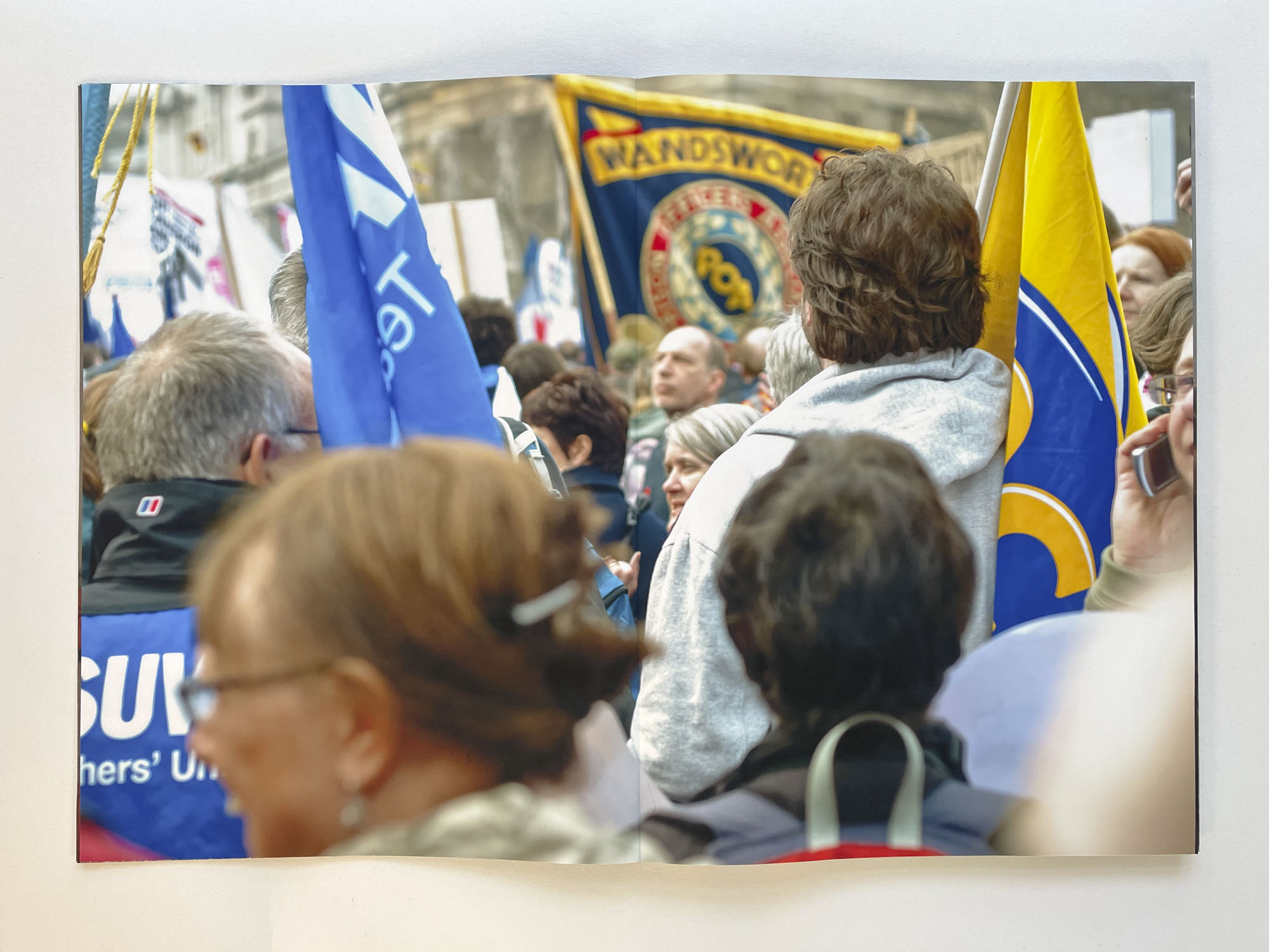 a close-up of a protest march